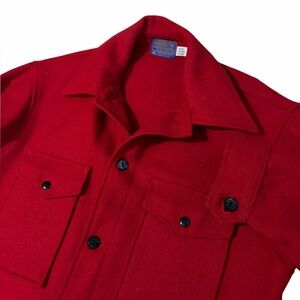 VTG Pendelton Virgin Wool Jacket Red Size Mens Medium USA Made 60s 70s Button Up